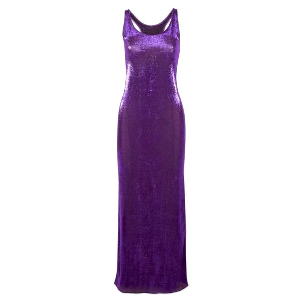 New Juan Carlos Obando Hercules metallic stretch silk maxi dress size 8